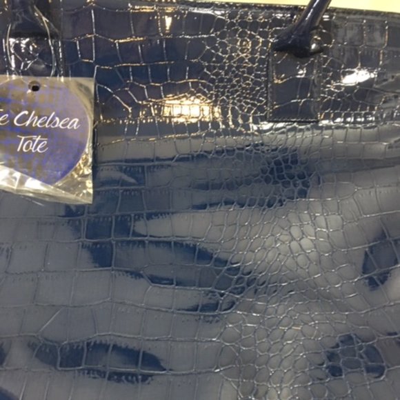 NWT The Chelsea Tote Faux Croc Pattern on Front Blue 15x12.5 - Picture 7 of 10